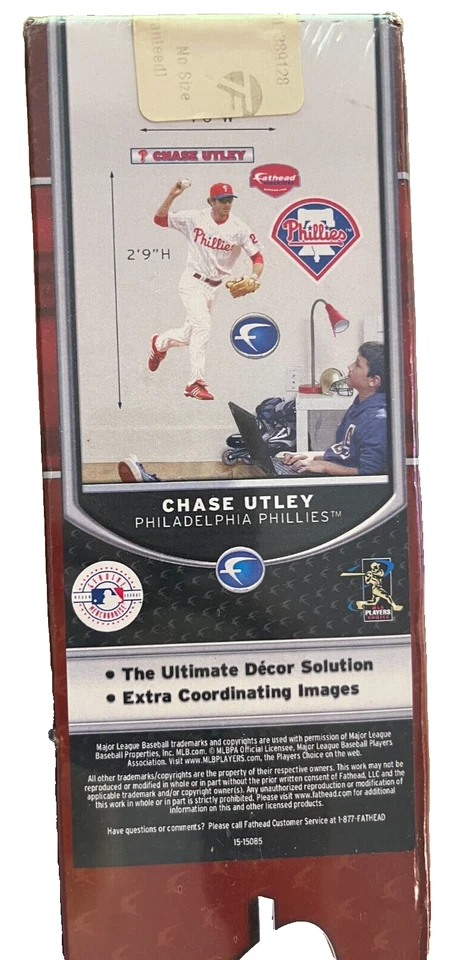 Auténticas calcomanías de pared Fathead de los Philadelphia Phillies 51-51038 Chase Utley NUEVAS difíciles de encontrar Foto 2 de 4
