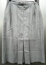 Vintage Liz Baker Skirt 12 Gray A-Line Pleated Pockets Preppy Classic Academia