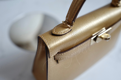 Hermès Mini Kelly Dore Metallic Gold Chèvre Olympic 2024 Champagne