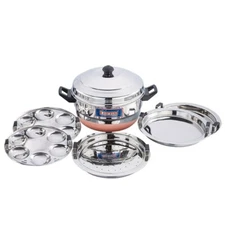 Stainless Steel Gas Stove Base Standard Idly Cooker Patra w/Copper Bottom