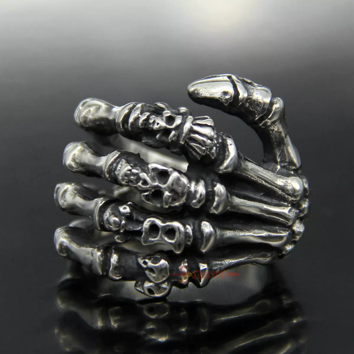 Shobhram Skeleton Hand Silver Plt Adjustable Thumb Ring Women Jeweler Gift  and Halloween ring for Men & Women