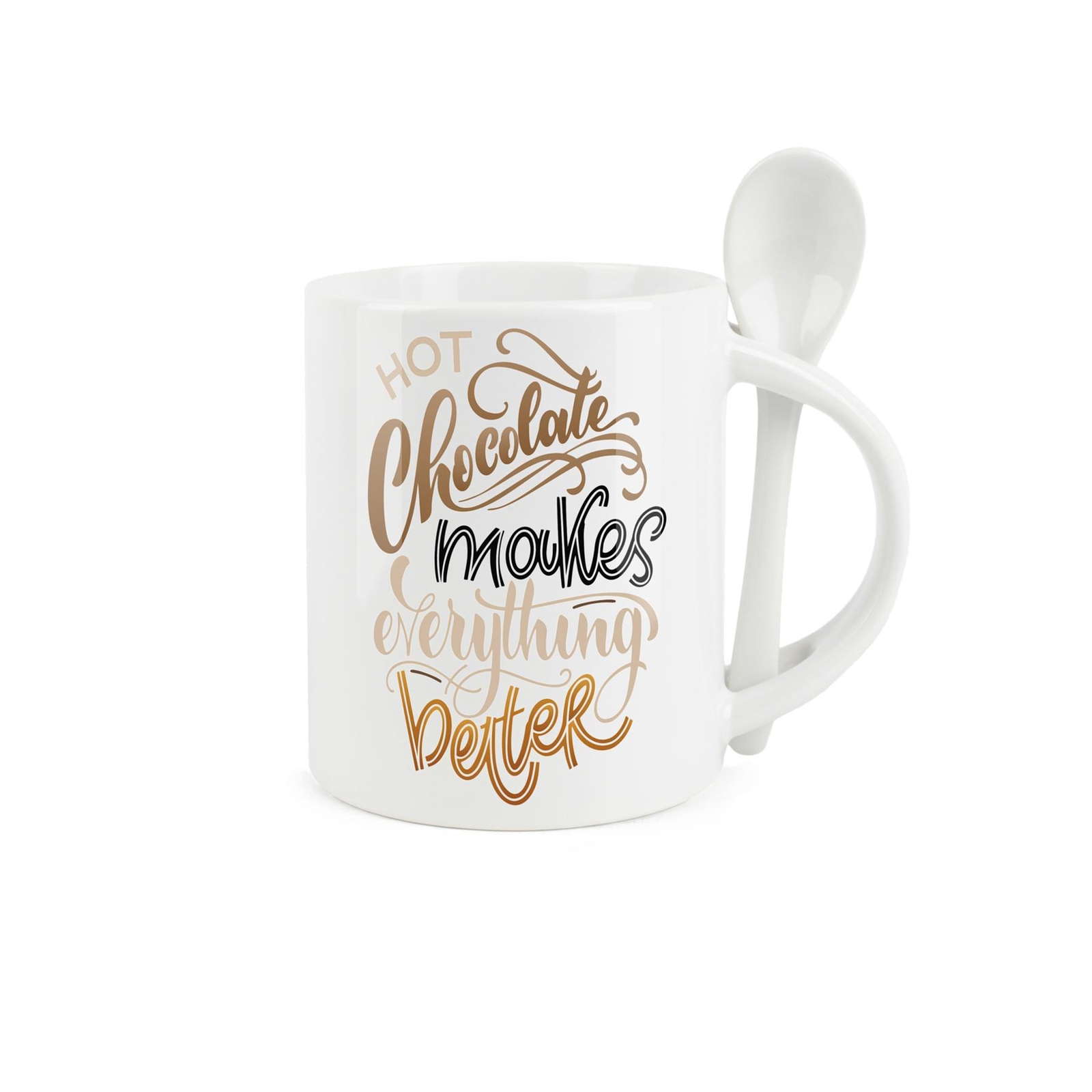 Hot Chocolate Mug & Spoon Set - Ceramic Gift/Present