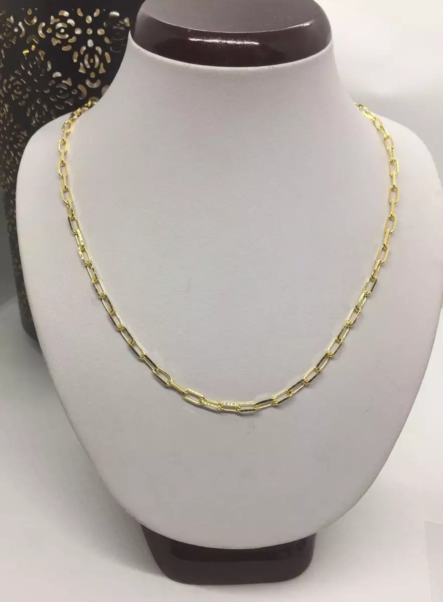 14k Yellow Gold Paperclip Chain Necklace， 3mm， 24