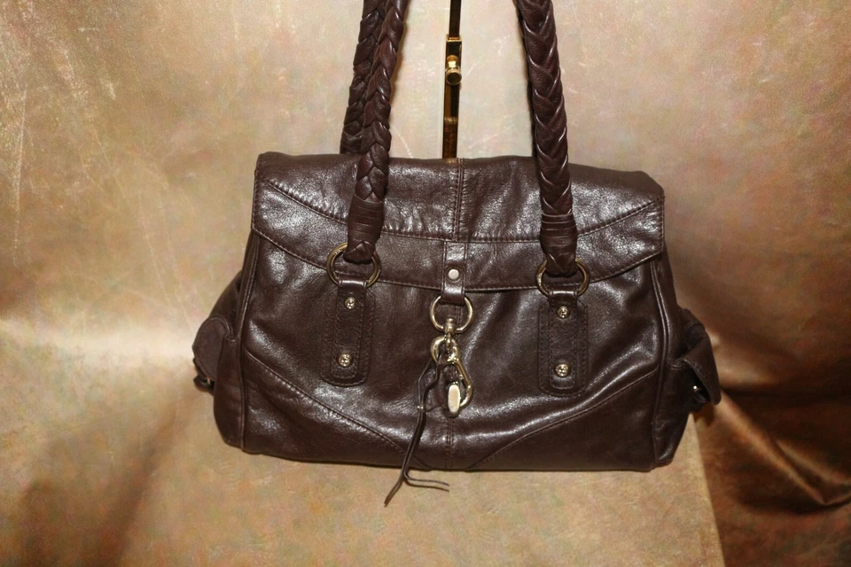 FRANCISCO BIASA КОРИЧНЕВЫЙ МЯГКОЙ КОЖИ НАПЛЕЧНАЯ СУМКА С БЕЗОПАСНЫМ ЗАЖИМОМ ЗАСТЕЖКИ; ГРОМОЗДКИЙ! - Изображение 4 из 4