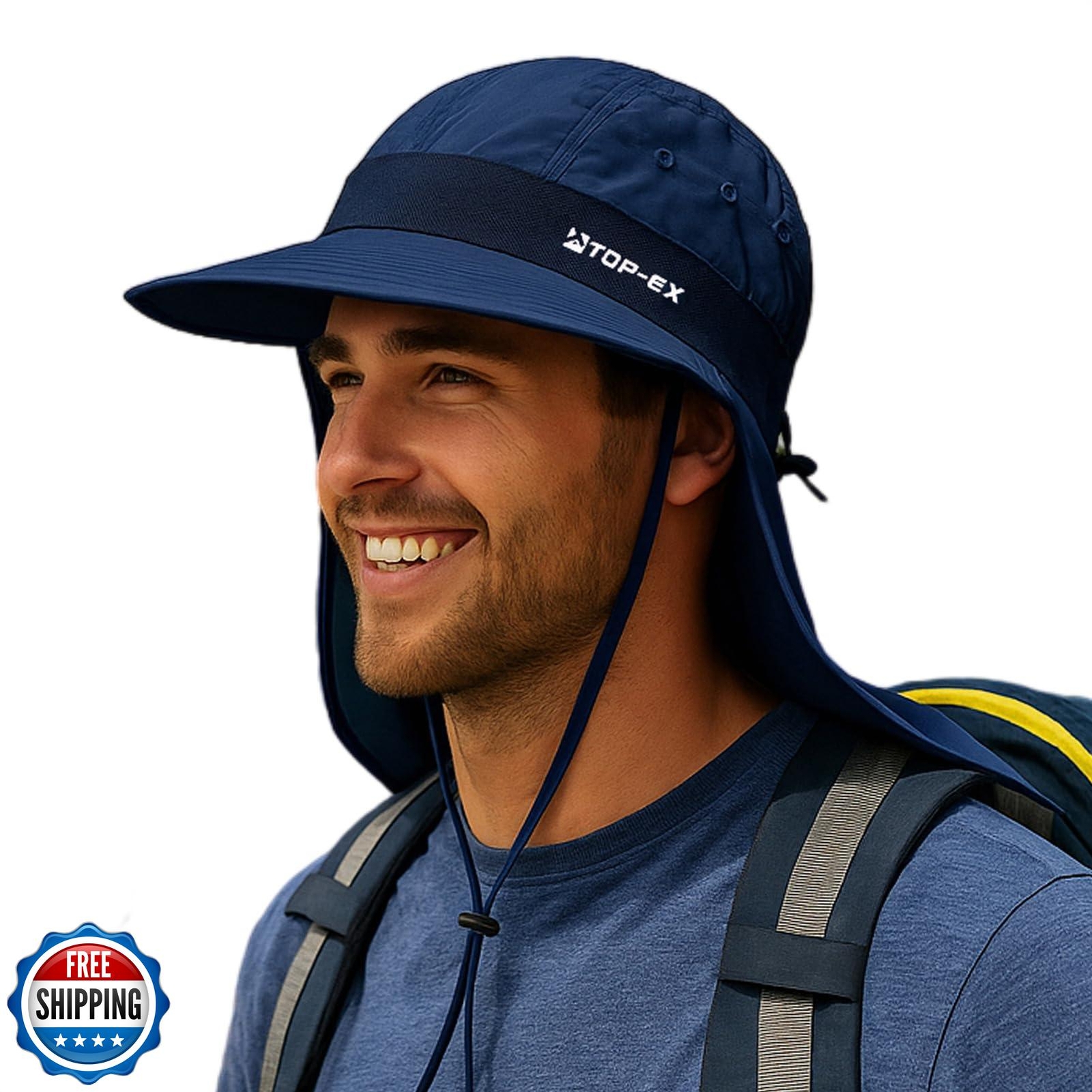 Cooling UV Sun Hat for Large Heads with Wide Brim & Neck Flap