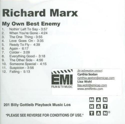 Richard Marx My Own Best Enemy PROMO Music CD 12 trk Billy Gottlieb celebrity! - Picture 1 of 1