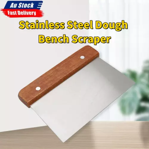 Stainless Steel Dough Bench Scraper Wooden Handle Cake Slicer Pastry Cutter AU