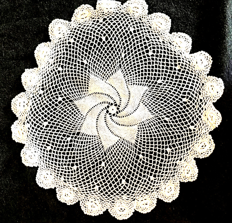 Lot of 2 Doily -  Crocheted White/Off-white