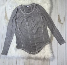 Helmut Lang Pima Cotton Grey Chalk Jersey Long Sleeve Multi Seam Size P EUC -005