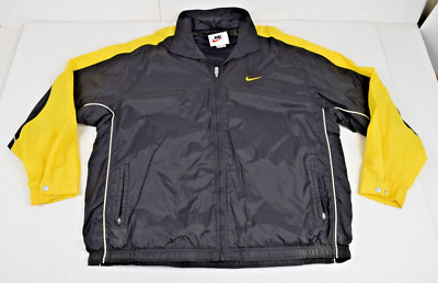 Vintage Nike Jacket Size XXL 90s Black Yellow Swoosh Sleeve Stripe