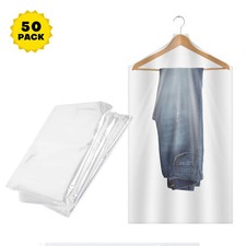 50PCS Plastic Dry Cleaner Bags Suit Cover Clear Garment Bags for Hanging Clothes