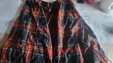 100% Wool Irish Plaid Skirt Pleated Red Plaid Pure New Wool Size 14