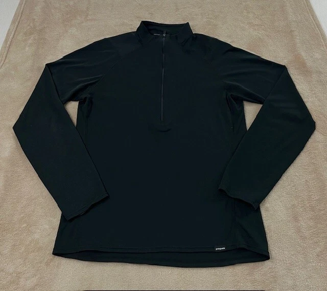 Patagonia Capilene 2 Lightweight Half-Zip Long Sleeve Shirt Black Men Medium EUC