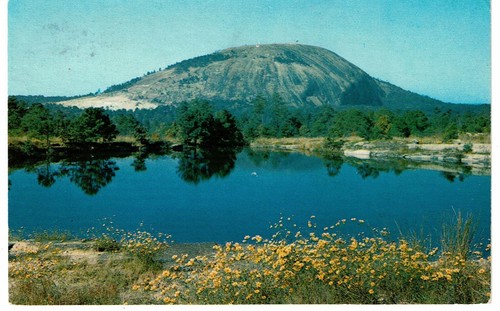 vintage 1975 Atlanta Georgia Stone Mountain landscape state park Postcard lake