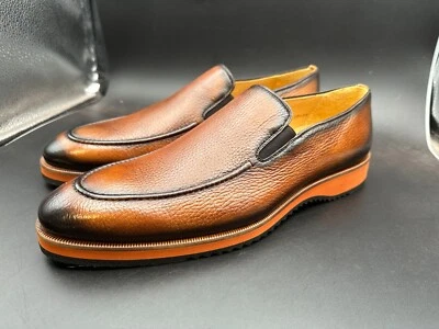 Mezlan Size 10.5 M Deerskin Spain Cognac Brown Loafers Spain Shoes MEN'S - Image 1 of 4