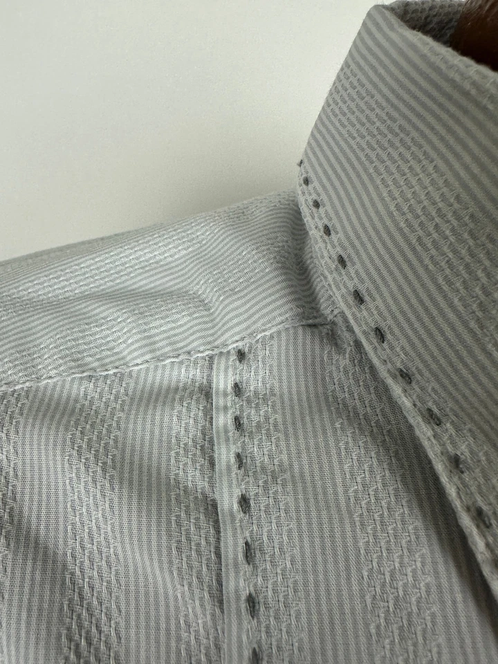 Cubavera Shirt Men Large Guayabera Pleated Striped Contrast Stitch Cuban Resort - Image 3 of 4