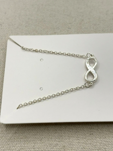 Crystal Rhinestone White Silver Tone Infinity Loop Charm Bracelet 8 Inch NWOT - Picture 12 of 21