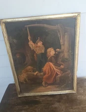 Antique Prangs Chromo- Lithographed "A Friend In Need"  Framed Art 18" x 14 1/4"