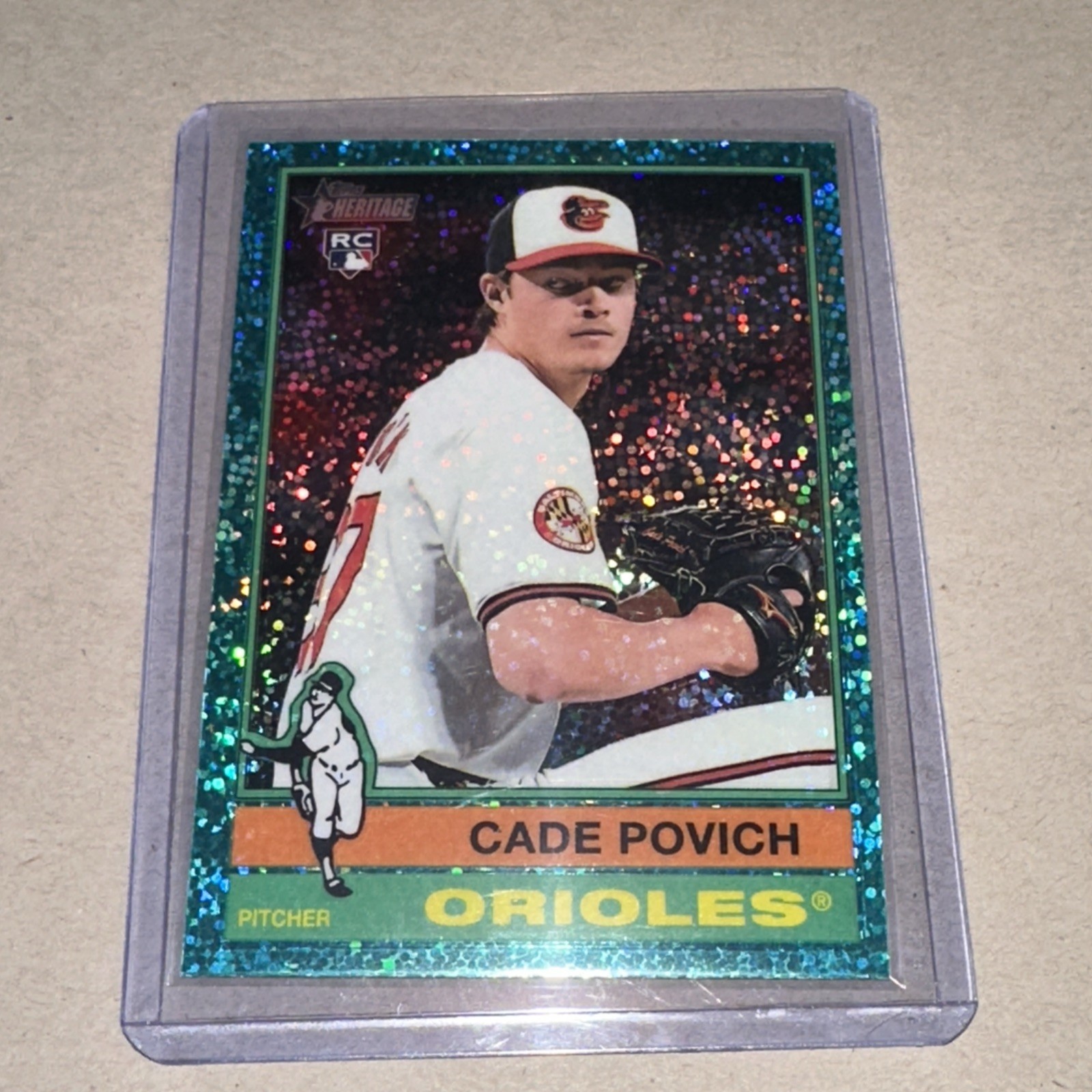 2025 Topps Heritage - Cade Povich #219 Chrome Aqua Sparkle Refractor (RC)
