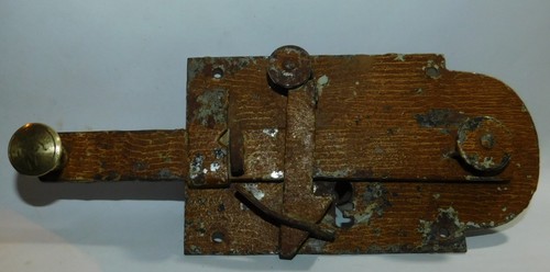ANCIENNE SERRURE A RESSORT EN FER FORGÉ XIXe / XXe. LOQUET CLENCHE PORTE - Picture 10 of 24