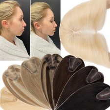 Clip In Top Lace Base Free Part Topper Real Human Hair Extensions Remy Hairpiece