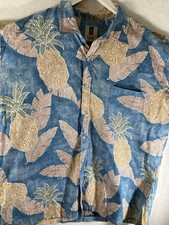 TORI RICHARD 2XL Cotton Lawn Blue Leaf Pineapple 2xl Aloha Shirt USA Hawaii