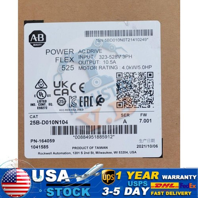 #ad #ad Factory Sealed AB 25B D010N104 PowerFlex 525 4kW 5Hp AC Drive US Free Tax $485.11