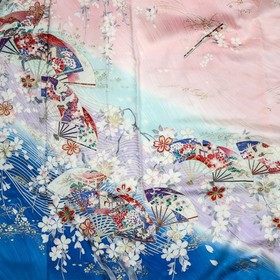 Japanese Vintage Kimono Furisode Silk Gold Auspicious Made in Japan eb-1999