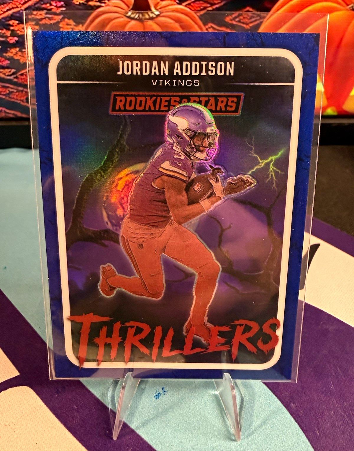 Panini Rookies & Stars 2025 Thrillers Jordan Addison Blue /50 #18 Vikings