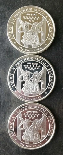 Lot of Three Apmex 1oz Silver Rounds