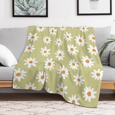 Daisy Flower Throw Blanket Decor Gifts for Women Men Super Soft Flannel Fleec...