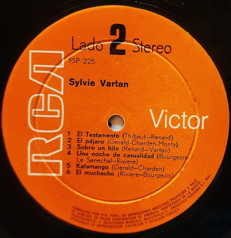 SYLVIE VARTAN Lot  LP + Zum Zum / Como un Angel singles RARE  Peeruvian - Image 4 of 4