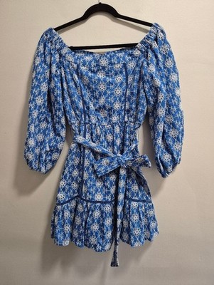 Karen Millen NWT Contrast Cotton Broderie Bardot Eyelet Embroidered Mini  Dress 8 | eBay