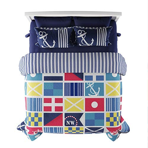 3-Piece Full-Queen Quilt Set - Coastal-Themed Reversible Bedspread with Sham - - Picture 6 of 8
