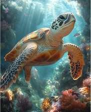 Sea Turtle Paint by Numbers Kit for Adults Beginner Animal Oil Painting Kit Adul