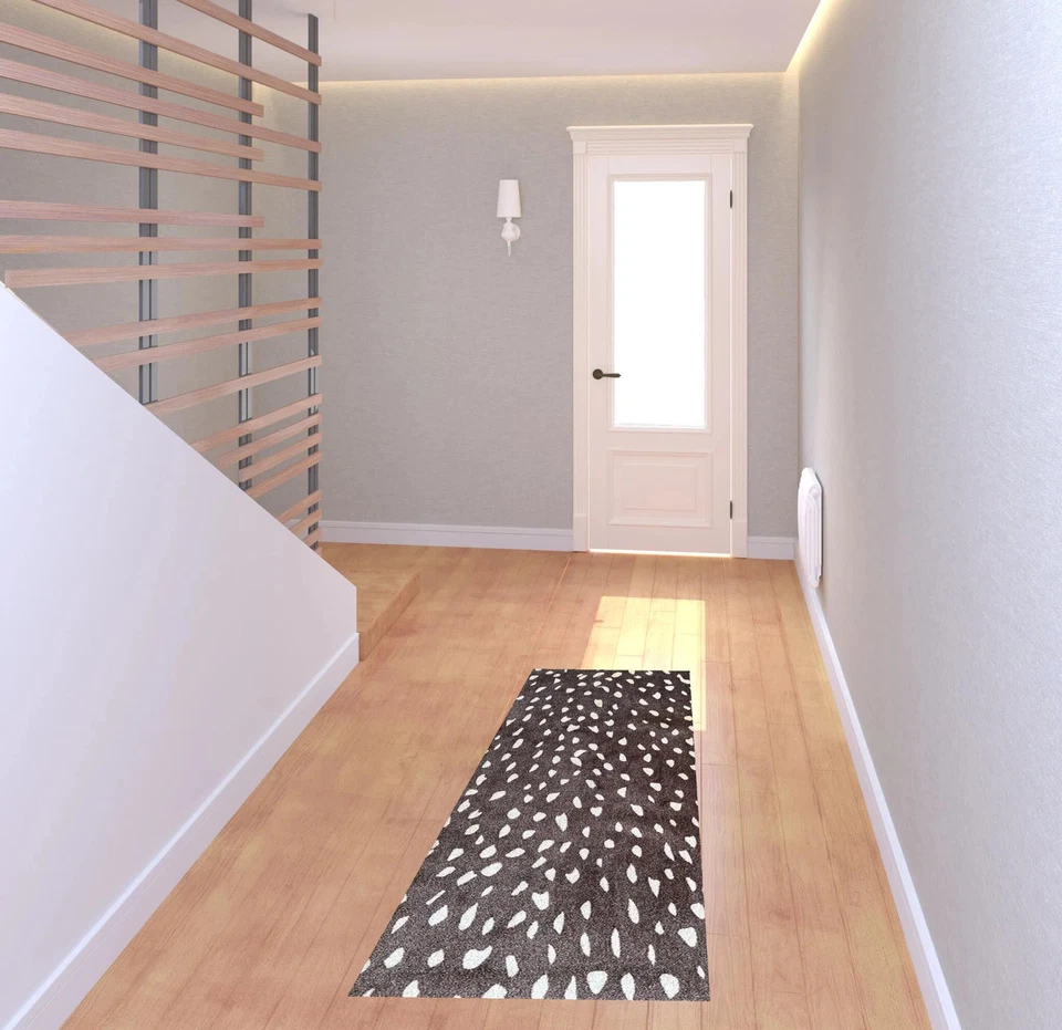 Alfombra de corredor lavable con estampado animal chocolate 2' X 6' con protección UV Foto 3 de 4