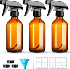 8Oz Amber Glass Spray Bottles,3 Pack Glass Spray Bottles Refillable Empty Bottle