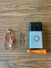 RING WIRELESS VIDEO DOORBELL SATIN NICKEL with Screws and power cord