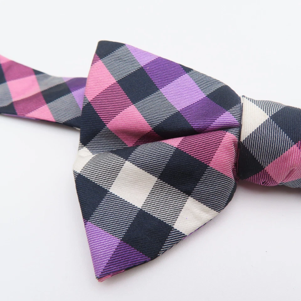 Express Bow Tie Black Pink White Check 2.5" Wide Pre Tie Silk Tuxedo - Image 2 of 4