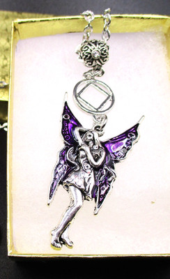 NA 12 Step Necklace Jewelry Narcotics Anonymous Purple Lucky Fairy