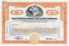 The Kansas Power and Light Company. Stock Certificate.