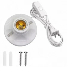 Light Socket with Cord Bulb Base E26/ E27 Lamp Base Desktop 20 ft Include Scr...