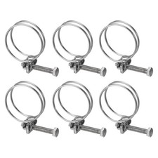 6Pcs Double Wire Hose Clamp 40-45mm Adjustable Hose Clip with M6 Bolt