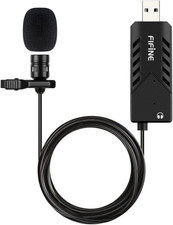 Fifine USB Lavalier Lapel Microphone, Clip-On Cardioid Condenser Computer Mic Pl