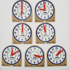 Vintage Lot Of 7 Judy Instructo Mini Clock Home School Telling Time Educational