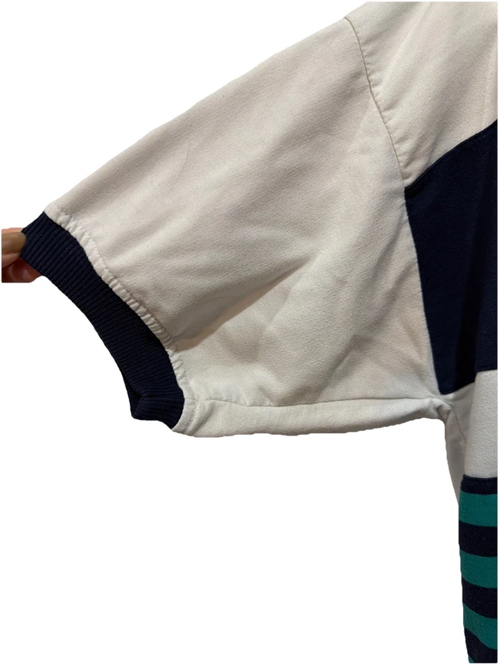 Camisa deportiva vintage Jordache para mujer suéter retro a rayas medianas con cuello Foto 3 de 4