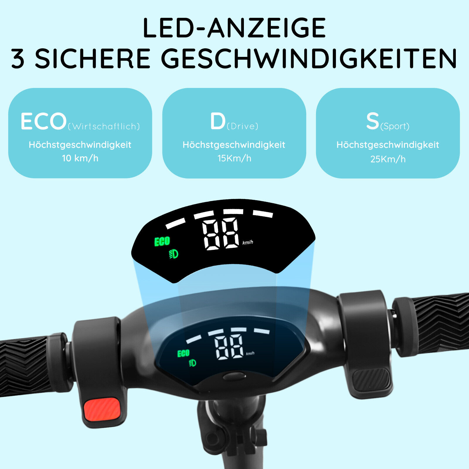 Elektro-Scooter Kinder 8-16 Jahren Faltbarer Elektroroller LCD E Scooter 25 kmh