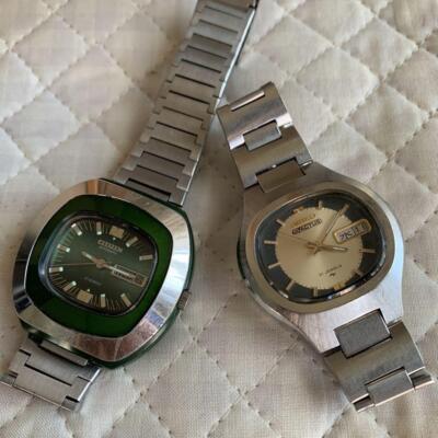 Citizen 4-652339 TA Vintage OH Day Date 21j Green Silver