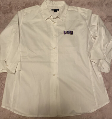 lsu women's dress shirts Antigua Gray Tigers Porter Woven Tri-Blend Long Sleeve Button-Up Shirt Size: 2XL leisure styling with tailored eleganceperfectly engineered with innovative work LSU Tigers Cutter & Buck