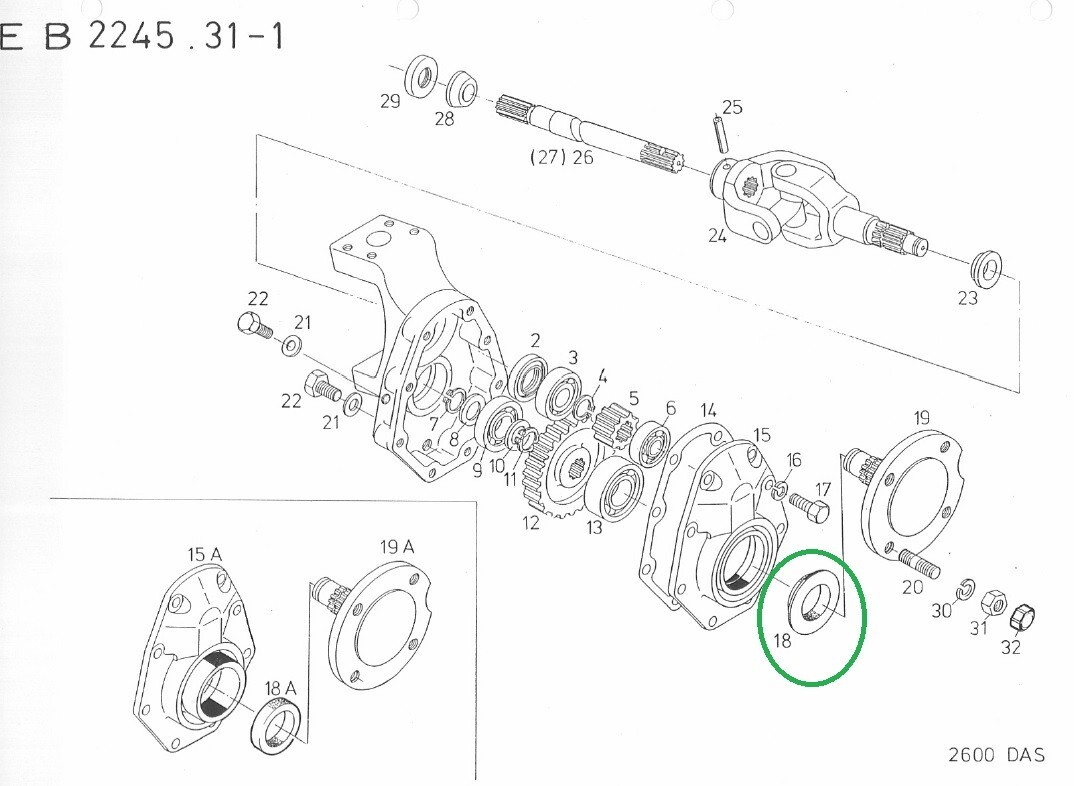 Wellendichtring Vorderachse front Axle seal für Kubota B6